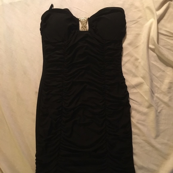 DEB Black Strapless Bodycon Dress Size Small - Picture 2 of 4